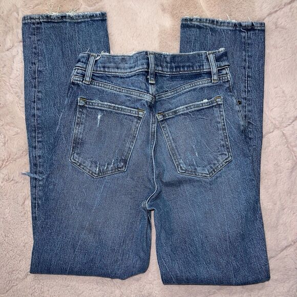 Abercrombie & Fitch the 90’s straight ultra high rise blue denim jeans sz 0/25 - Picture 5 of 5
